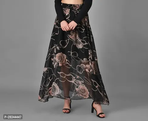 Elegant Printed Georgette Skirt For Women-thumb0