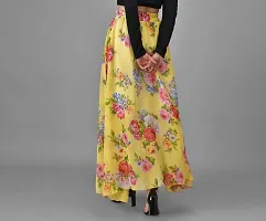Beautiful Floral Printed Yellow Georgette Skirt For Women-thumb1
