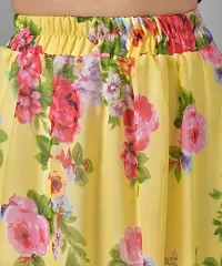 Beautiful Floral Printed Yellow Georgette Skirt For Women-thumb2