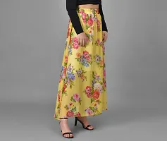 Beautiful Floral Printed Yellow Georgette Skirt For Women-thumb3