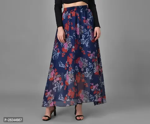 Graceful Floral Print Georgette Skirt For Women