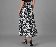 Beautiful Floral Print Crepe Skirt For Women-thumb1