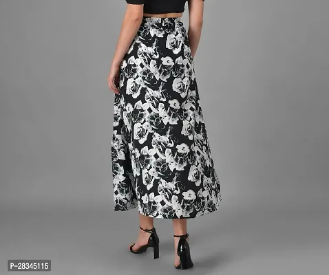 Beautiful Floral Print Crepe Skirt For Women-thumb2