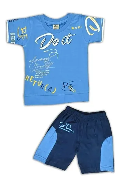 Jaganath Creations Hosiery and Cotton Blend Printed Comfortable Half Sleeve T-shirt and Shorts For Baby Boy