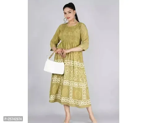 Fabulous Hand Printed Rayon Anarkali Kurta For Women-thumb0