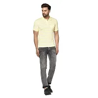 QUEMICTION Striped Polo T-Shirt for Men -Yellow (Medium)-thumb2