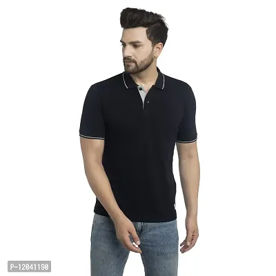 QUEMICTION Solid Polo T-Shirt for Men -Black (Size-L)-thumb0