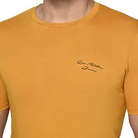 QUEMICTION Solid Round Neck T-Shirt for Men -{Mustard} {Size-L}-thumb3