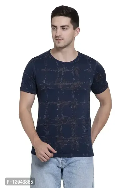 QUEMICTION Regular Fit Round Neck Reversible T-Shirt for Men Navy (Size M)