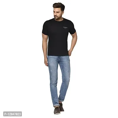 QUEMICTION Solid Round Neck T-Shirt for Men -(Black) (Size-M)-thumb3