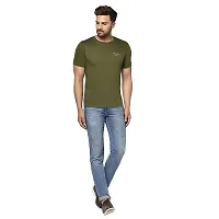 QUEMICTION Solid Round Neck T-Shirt for Men -{Olive} {Size-M}-thumb2