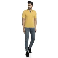 QUEMICTION Solid Polo T-Shirt for Men -(Yellow) (Size-2XL)-thumb2