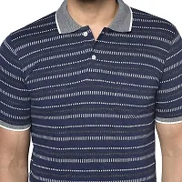 QUEMICTION Striped Polo T-Shirt for Men -Navy (Medium)-thumb3