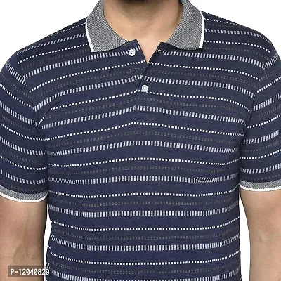 QUEMICTION Striped Polo T-Shirt for Men -Navy (Medium)-thumb4