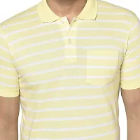 QUEMICTION Striped Polo T-Shirt for Men -Yellow (Medium)-thumb3