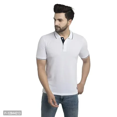 QUEMICTION Solid Polo T-Shirt for Men -White (Size-2XL)