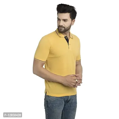 QUEMICTION Solid Polo T-Shirt for Men -(Yellow) (Size-M)-thumb2