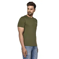 QUEMICTION Solid Round Neck T-Shirt for Men -{Olive} {Size-XXL}-thumb1