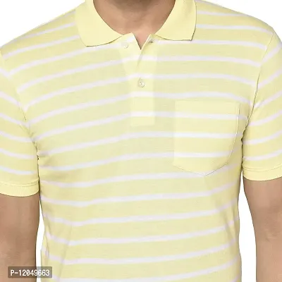 QUEMICTION Striped Polo T-Shirt for Men -Yellow (Medium)-thumb4