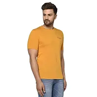 QUEMICTION Solid Round Neck T-Shirt for Men -{Mustard} {Size-L}-thumb1