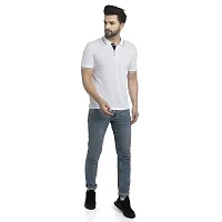 QUEMICTION Solid Polo T-Shirt for Men -White (Size-M)-thumb2