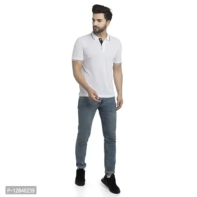 QUEMICTION Solid Polo T-Shirt for Men -White (Size-M)-thumb3