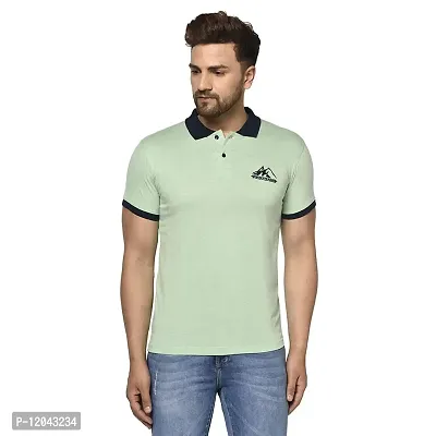 QUEMICTION Striped Polo T-Shirt for Men -(Green) (Size-XL)