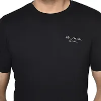 QUEMICTION Solid Round Neck T-Shirt for Men -{Black} {Size-M}-thumb3