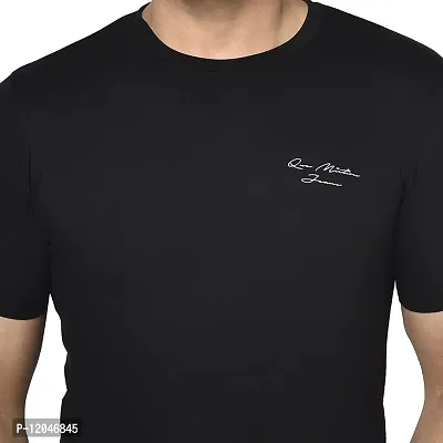 QUEMICTION Solid Round Neck T-Shirt for Men -{Black} {Size-M}-thumb4