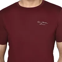 QUEMICTION Solid Round Neck T-Shirt for Men -{Maroon} {Size-XXL}-thumb3