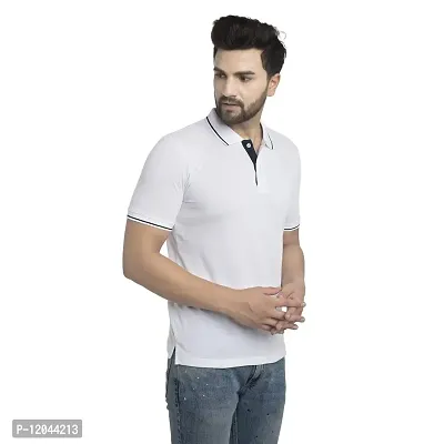 QUEMICTION Solid Polo T-Shirt for Men -White (Size-2XL)-thumb2