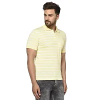 QUEMICTION Striped Polo T-Shirt for Men -Yellow (Medium)-thumb1