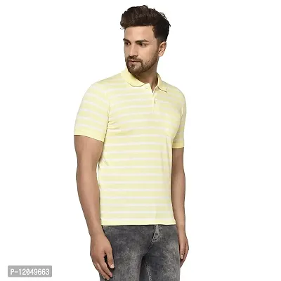 QUEMICTION Striped Polo T-Shirt for Men -Yellow (Medium)-thumb2