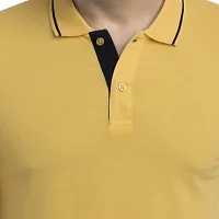 QUEMICTION Solid Polo T-Shirt for Men -(Yellow) (Size-M)-thumb3