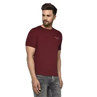 QUEMICTION Solid Round Neck T-Shirt for Men -{Maroon} {Size-XXL}-thumb1