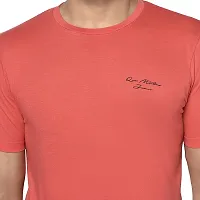 QUEMICTION Men's Solid Round Neck T-Shirt-(Carrot) (Size-M)-thumb3