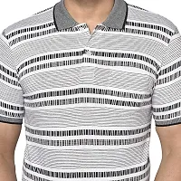 QUEMICTION Striped Polo T-Shirt for Men -Grey (Size-L)-thumb3