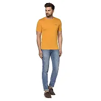 QUEMICTION Solid Round Neck T-Shirt for Men -{Mustard} {Size-L}-thumb2