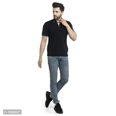 QUEMICTION Solid Polo T-Shirt for Men -Black (Size-M)-thumb3