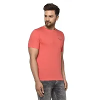 QUEMICTION Men's Solid Round Neck T-Shirt-(Carrot) (Size-M)-thumb1