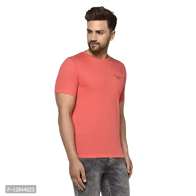 QUEMICTION Men's Solid Round Neck T-Shirt-(Carrot) (Size-M)-thumb2