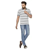 QUEMICTION Striped Polo T-Shirt for Men -Grey (Size-L)-thumb2