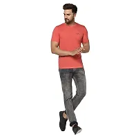 QUEMICTION Solid Round Neck T-Shirt for Men -{Carrot} {Size-L}-thumb2