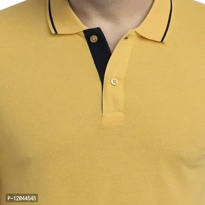 QUEMICTION Solid Polo T-Shirt for Men -(Yellow) (Size-2XL)-thumb4