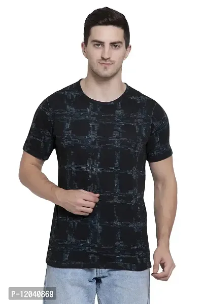 QUEMICTION Regular Fit Reversible Round Neck T-Shirt for Men Black (Size M)