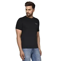 QUEMICTION Solid Round Neck T-Shirt for Men -(Black) (Size-M)-thumb1