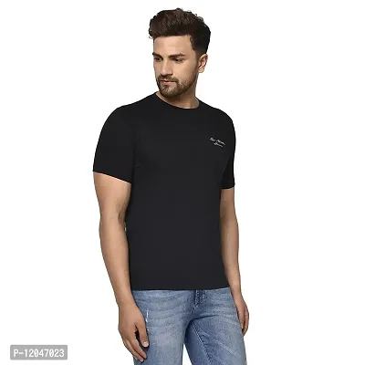 QUEMICTION Solid Round Neck T-Shirt for Men -(Black) (Size-M)-thumb2