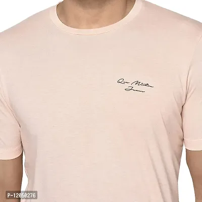 QUEMICTION Solid Round Neck T-Shirt for Men -{Light Pink} {Size-M}-thumb4