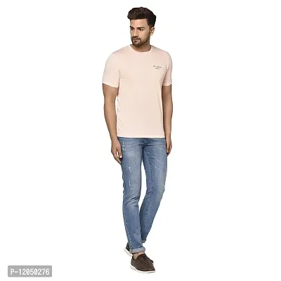 QUEMICTION Solid Round Neck T-Shirt for Men -{Light Pink} {Size-M}-thumb3