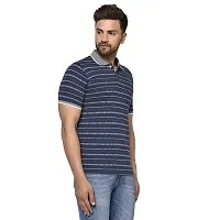 QUEMICTION Striped Polo T-Shirt for Men -Navy (Medium)-thumb1